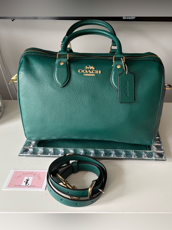 Coach Handbags - ❌SOLD❌🍀Coach Emerald Green Large Rowan CES11🍀